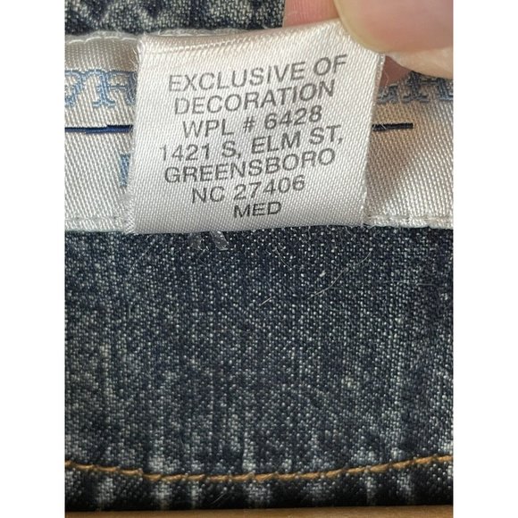 Wrangler Blues Jean Jacket Size Small Ruffles Fitted Denim Split Cuffs Pockets - Picture 5 of 10